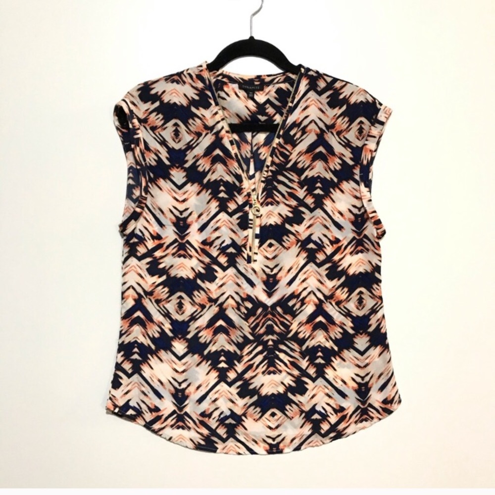 Dynamite Sleeveless Tank Blouse Patterned Small